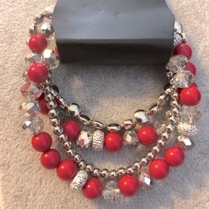 Pink & silver stretchy bracelets